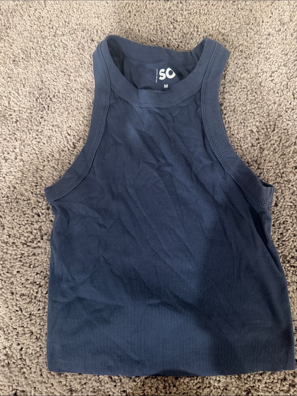 SO Navy Ribbed Tank Top -